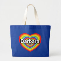 I love Barbara, rainbow heart Tote Bags