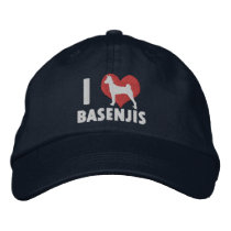 I Love Basenjis Embroidered Hat (Dark)
