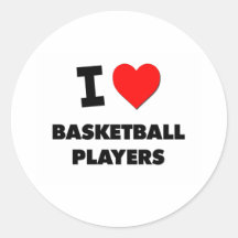 I Love Basketball Players Round Sticker