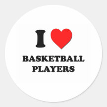I Love Basketball Players Round Stickers