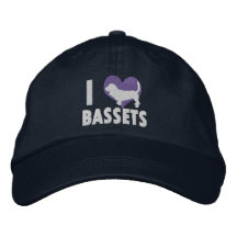 I Love Bassets Embroidered Hat (Blue)