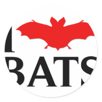 I Love Bats Round Stickers