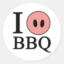 I Love BBQ Round Sticker