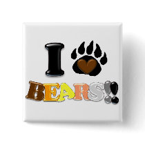 I Love Bears Pinback Buttons