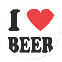 I love beer icon round sticker