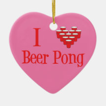 I Love Beer Pong Christmas Ornament in Pink
