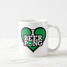 I Love Beer Pong - Green Coffee Mug