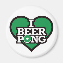 I Love Beer Pong - Green Magnets