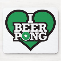 I Love Beer Pong - Green Mouse Mats