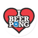 I Love Beer Pong - Red Stickers