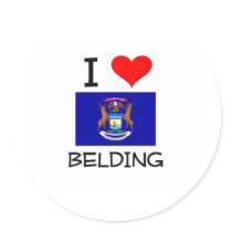I Love Belding Michigan Round Sticker