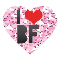 I Love BF Heart Stickers