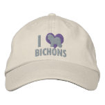 I Love Bichons Purple embroidered hats