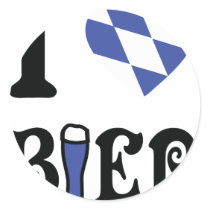 I love bier icon round sticker
