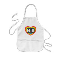 I love Bill. I love you Bill. Heart Apron