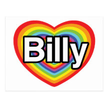 I love Billy: rainbow heart Postcards