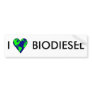 I LOVE BIODIESEL BUMPER STICKER