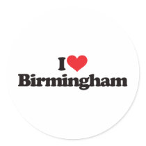 I Love Birmingham Round Sticker