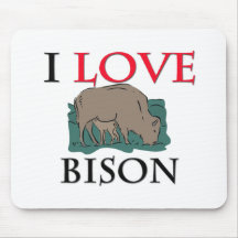 I Love Bison Mouse Mats