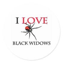 I Love Black Widows Round Stickers