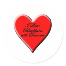 I Love Blackburn with Darwen Round Sticker