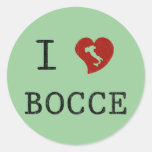 I Love Bocce Round Sticker