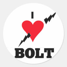i love bolt round stickers