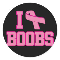 I Love Boobs Breast Cancer Ribbon Sticker