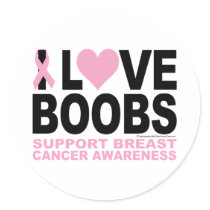 I Love Boobs Round Sticker