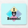 I Love Borzois Mousemats