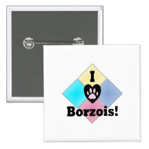 I Love Borzois Pinback Button