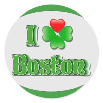 i Love Boston - Clover Stickers