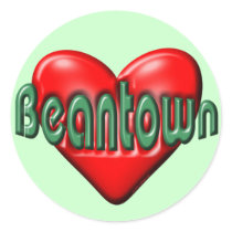 I Love Boston Round Sticker