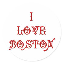 I love Boston Round Sticker