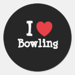 I love Bowling heart custom personalised Round Stickers