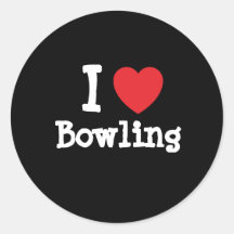 I love Bowling heart custom personalised Round Stickers