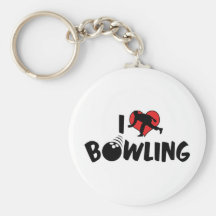 I Love Bowling Keychain