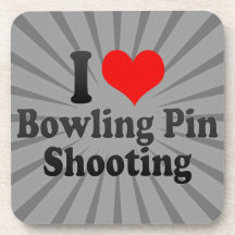 I love Bowling Pin Shooting Beverage Coasters