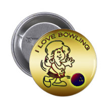I LOVE BOWLING PINBACK BUTTONS