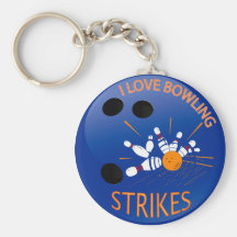 I LOVE BOWLING STRIKES KEY CHAINS