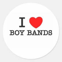 I Love Boy Bands Round Stickers
