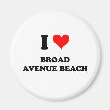 I Love Broad Avenue Beach Refrigerator Magnets