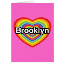I love Brooklyn: rainbow heart Greeting Cards