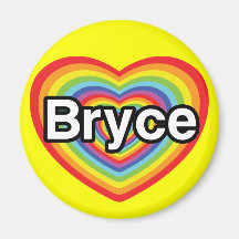 I love Bryce: rainbow heart Fridge Magnets