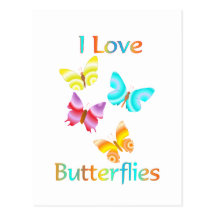 I Love Butterflies Post Card
