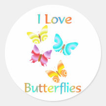I Love Butterflies Stickers