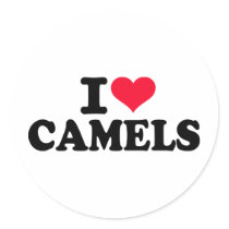 I love camels round stickers