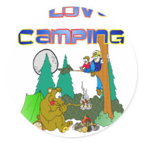 I Love Camping Round Stickers