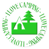 I love camping round stickers