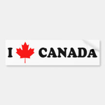 I Love Canada Bumper Stickers